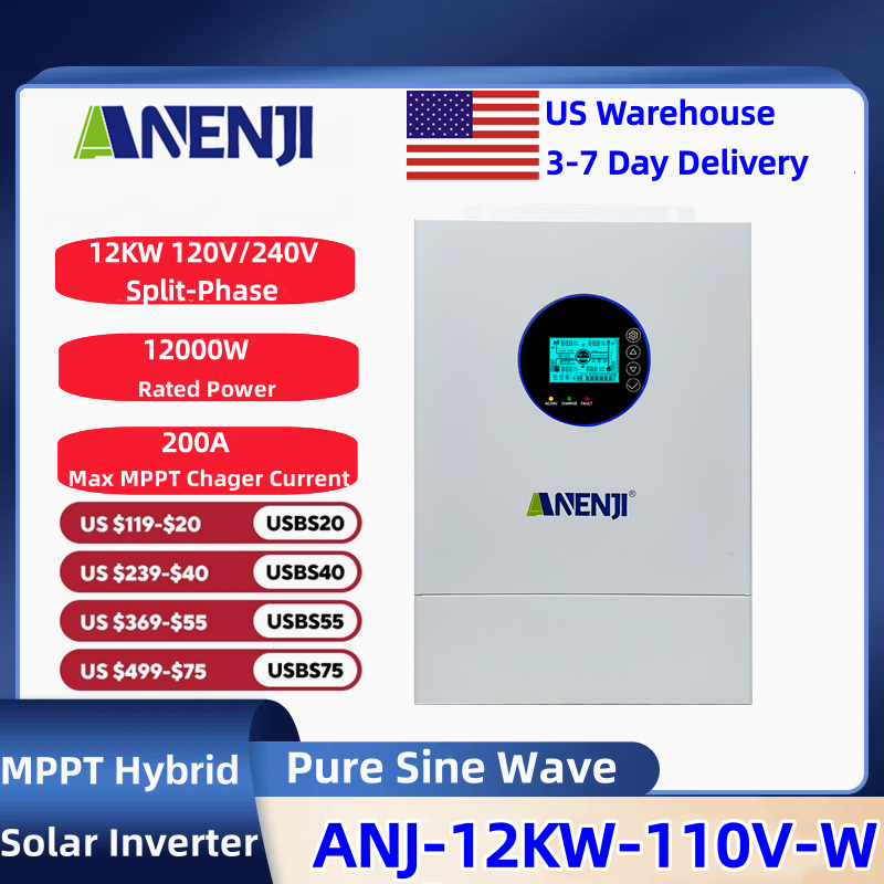 Drone Solar Charger - Гибридный солнечный инвертор ANENJI Split-phase 120В/240В